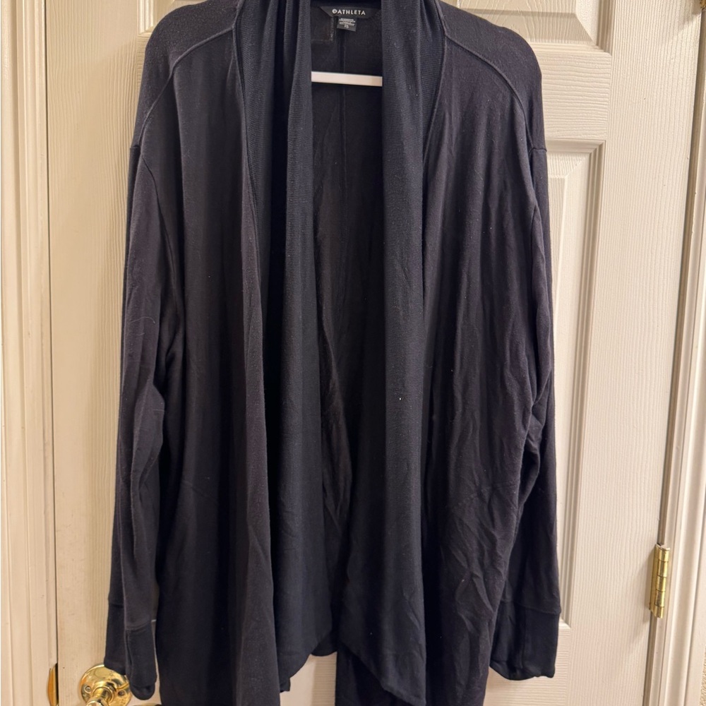 Athleta Charcoal Ribbed Cardigan
